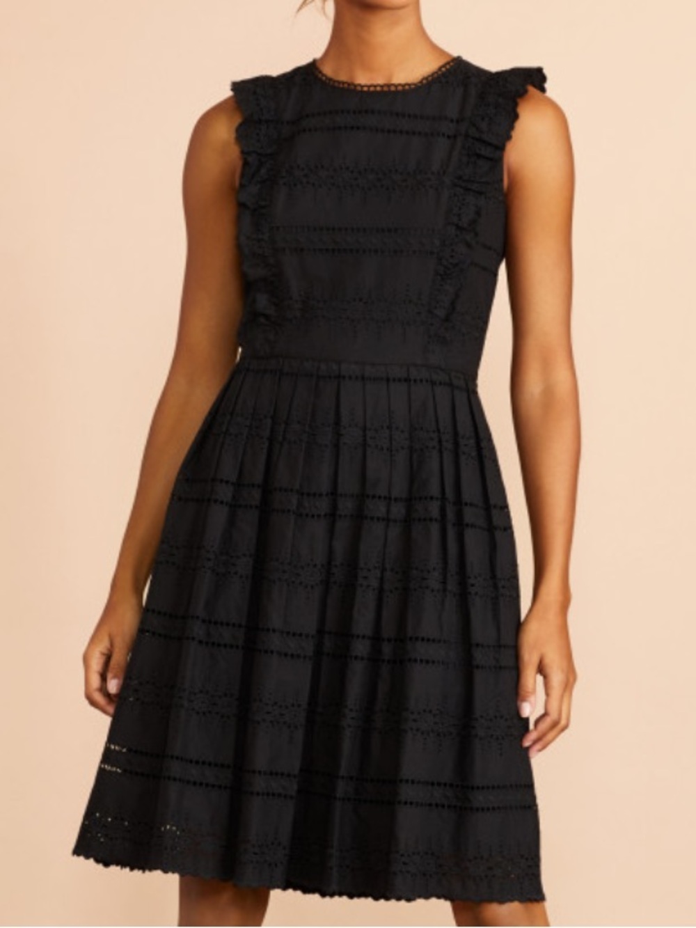 BROOKS BROTHERS Red Fleece  Embroidered Eyelet Black Cotton Dress Size 10